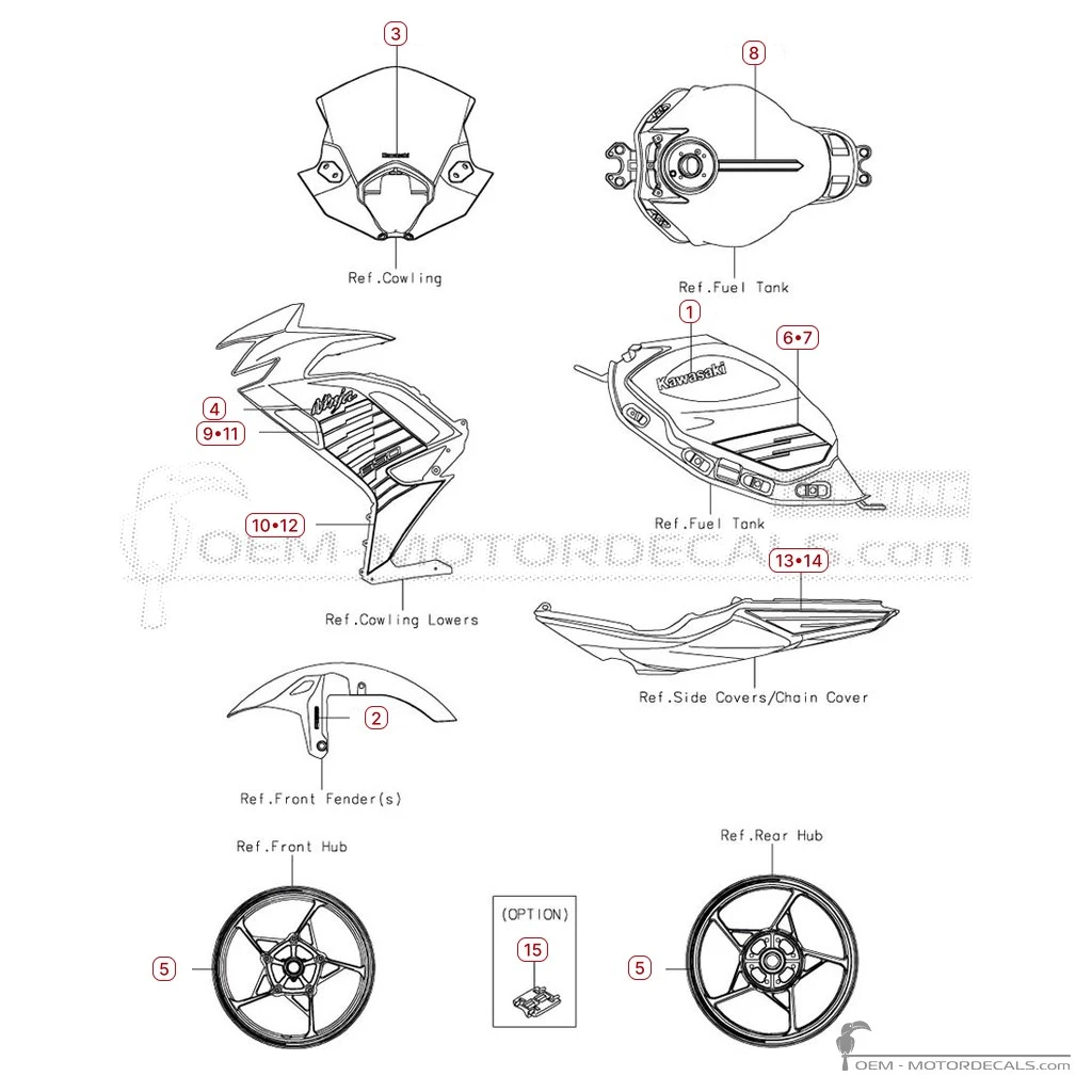 Decals for Kawasaki NINJA 650 | EX650 2025 • Kawasaki OEM Decals