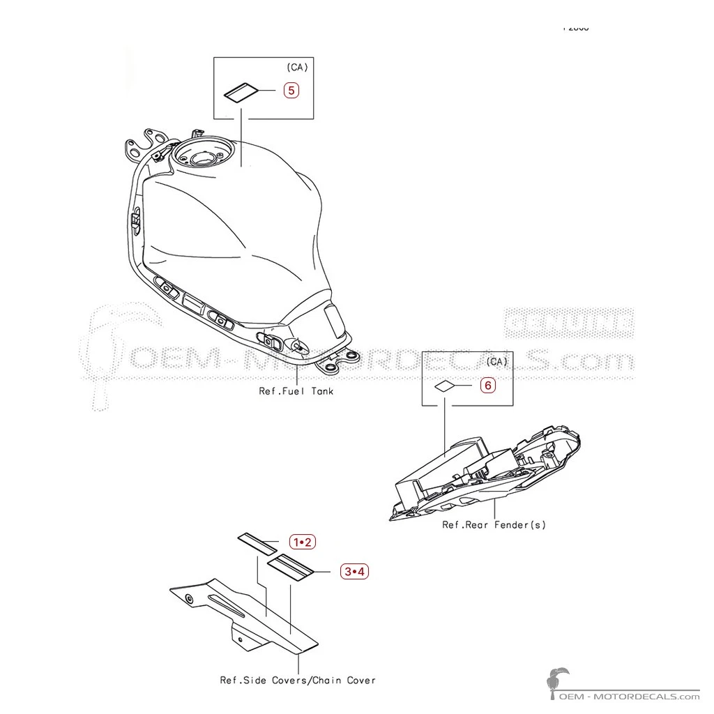 Pegatinas para Etiquetas de precaución • Kawasaki Pegatinas OEM