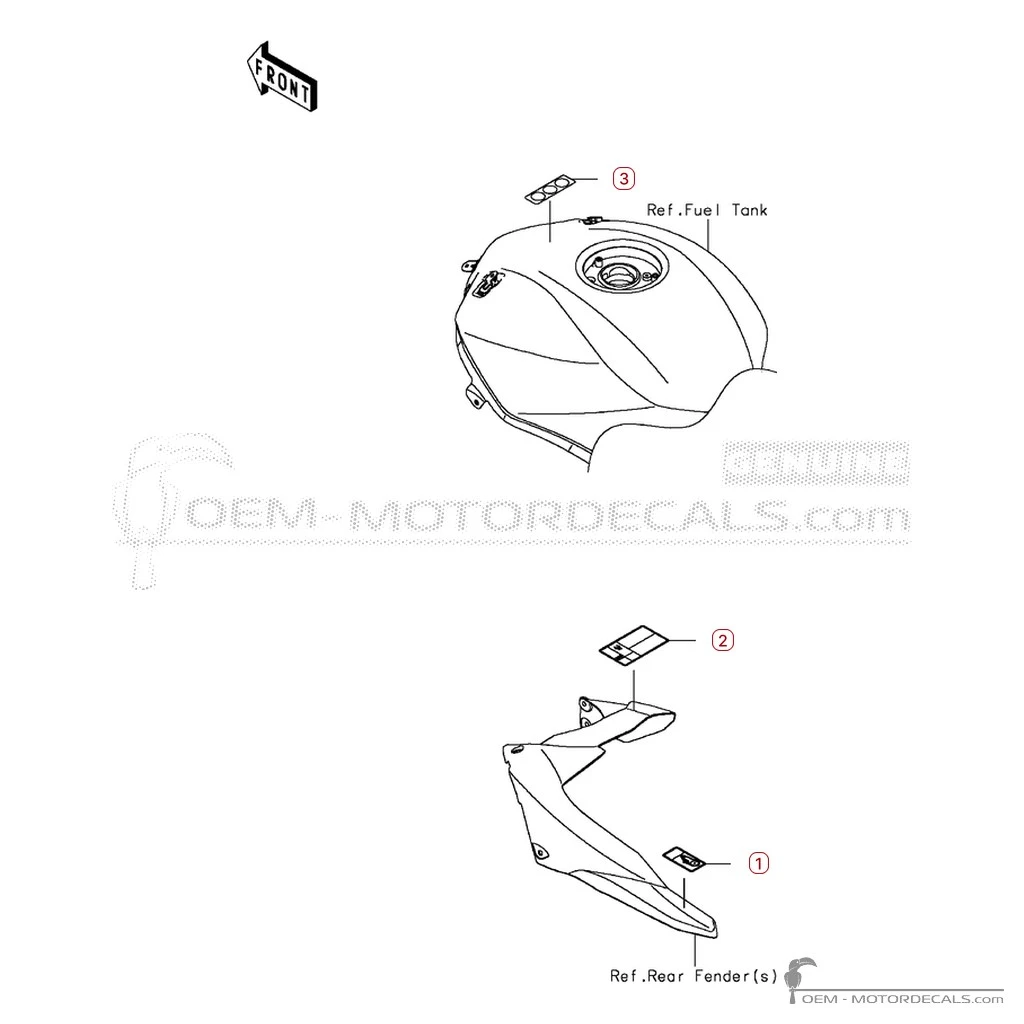 Autocollants pour Étiquettes d'avertissement • Kawasaki Autocollants OEM