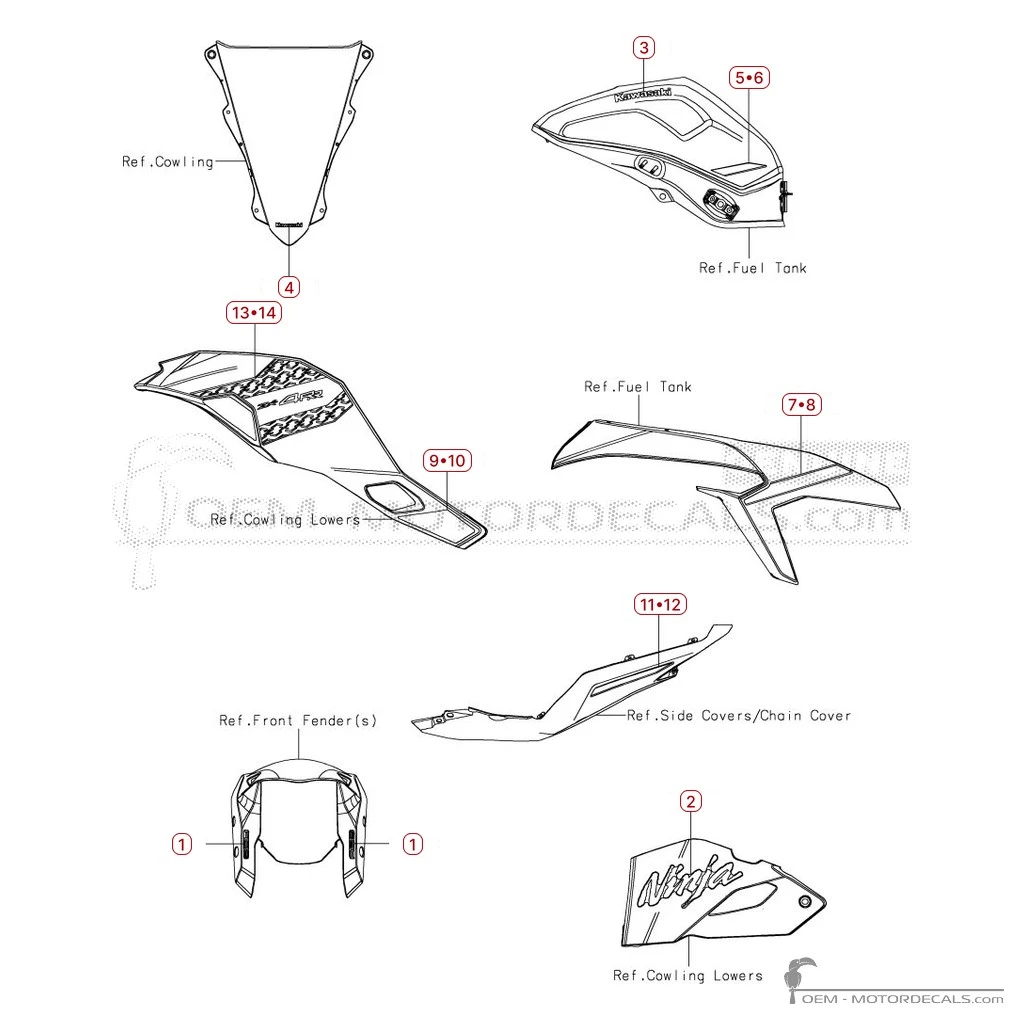 Aufkleber für Kawasaki NINJA ZX-4RR 2026 • Kawasaki OEM-Aufkleber