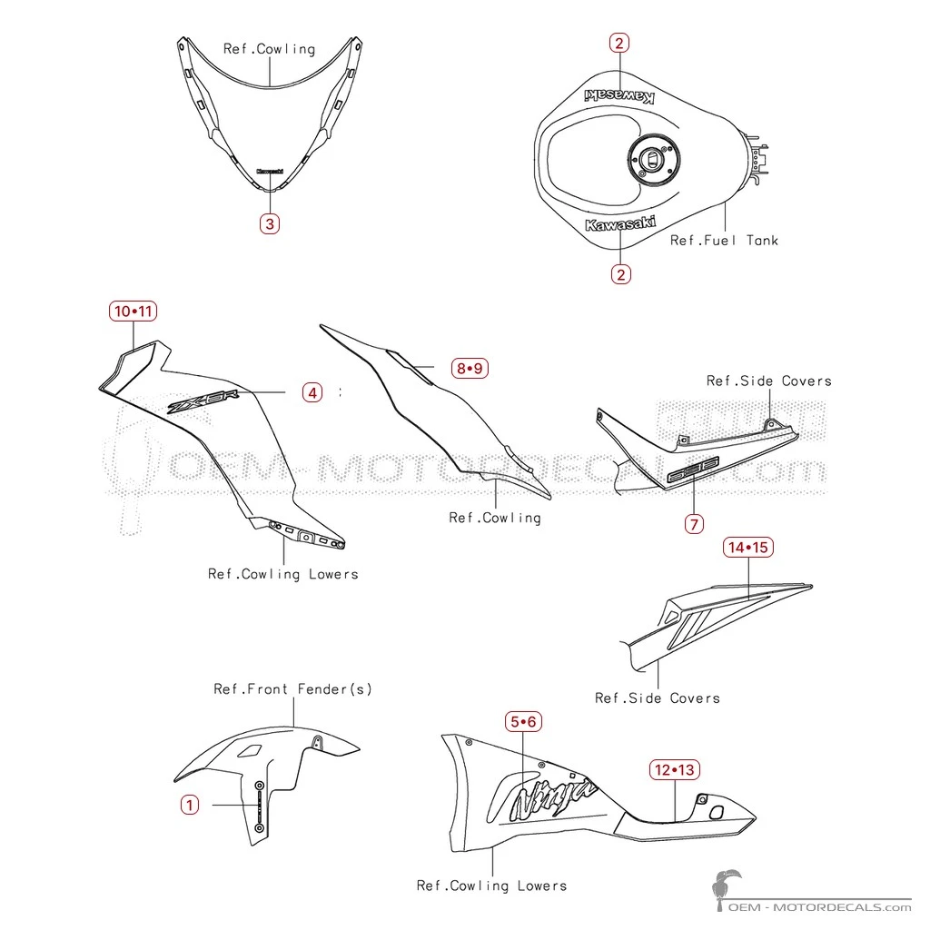Decals for Kawasaki NINJA ZX-6R 2026 • Kawasaki OEM Decals