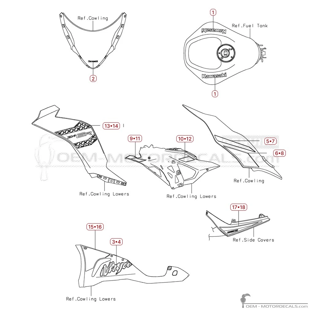 Decals for Kawasaki NINJA ZX-6R 2026 • Kawasaki OEM Decals