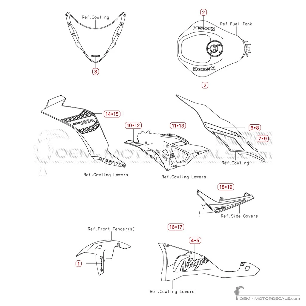 Decals for Kawasaki NINJA ZX-6R 2026 • Kawasaki OEM Decals