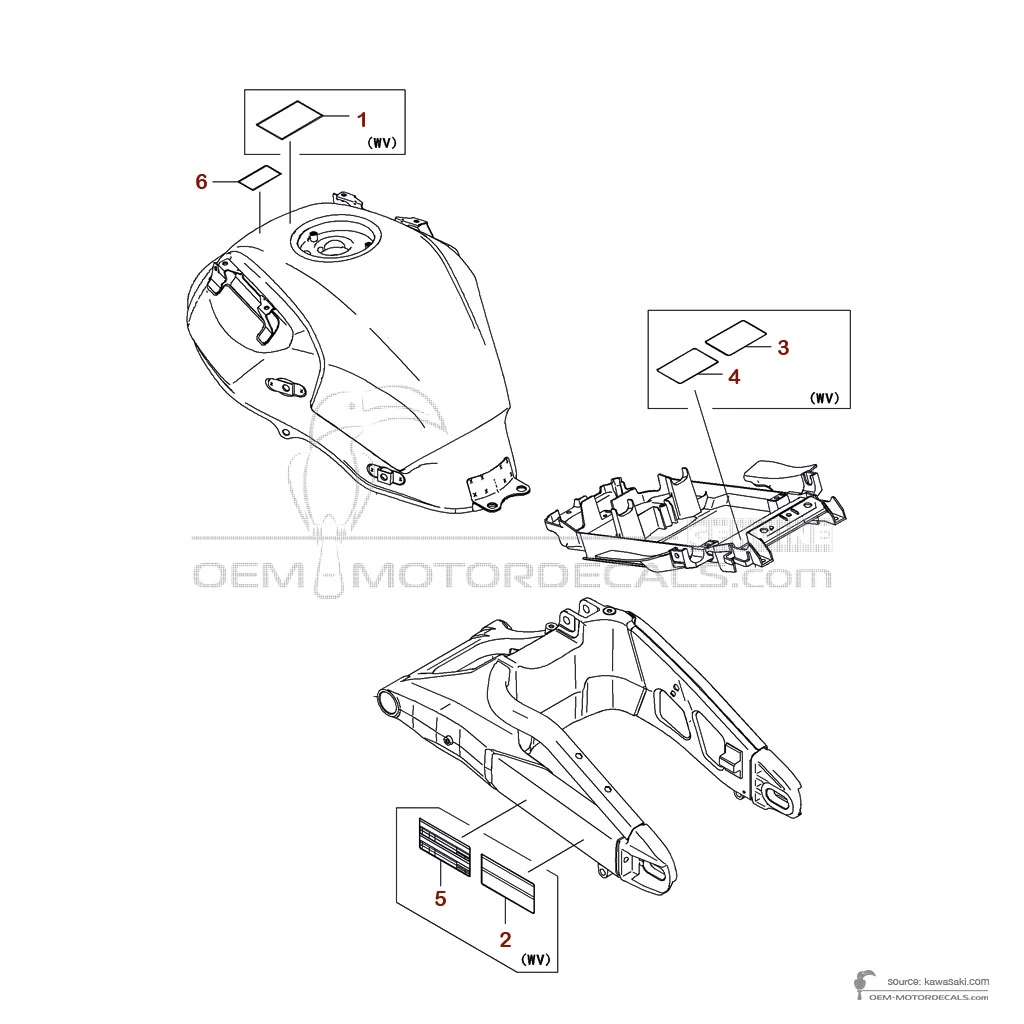 Decals for Kawasaki KLE650 VERSYS - Caution labels • Kawasaki OEM Decals