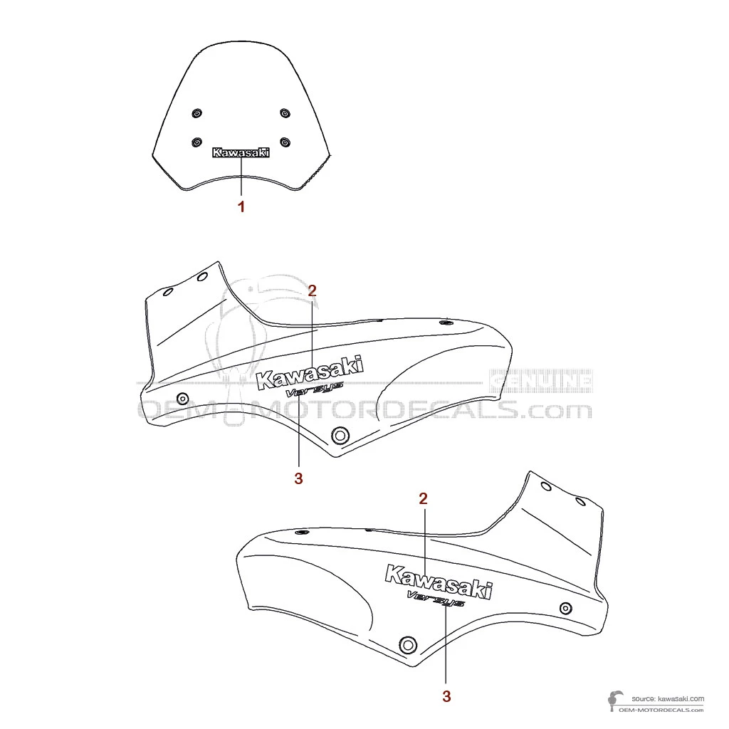 Adesivi per Kawasaki KLE650 VERSYS 2009 - Nero • Kawasaki Adesivi OEM