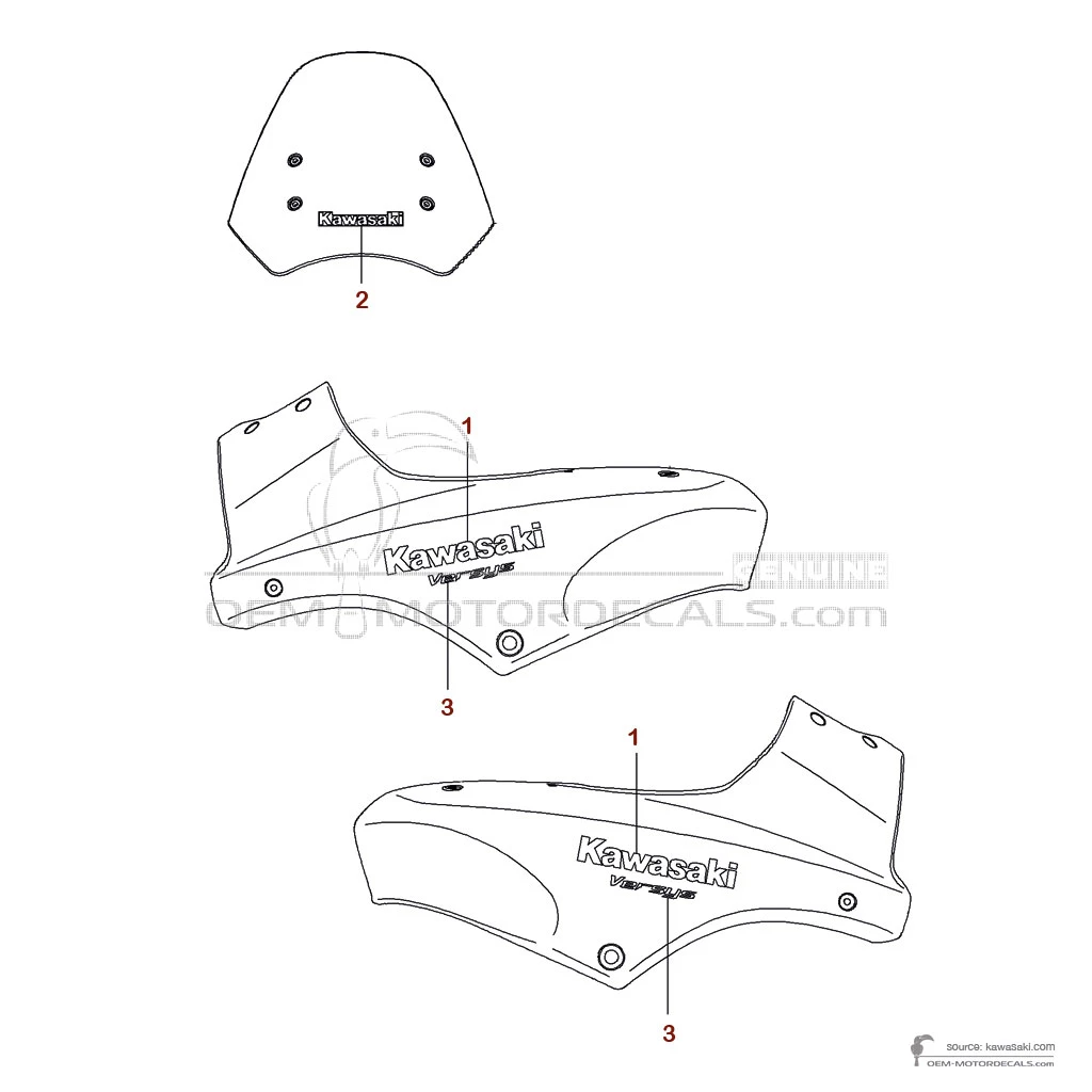 Adesivi per Kawasaki KLE650 VERSYS 2009 - Arancione • Kawasaki Adesivi OEM