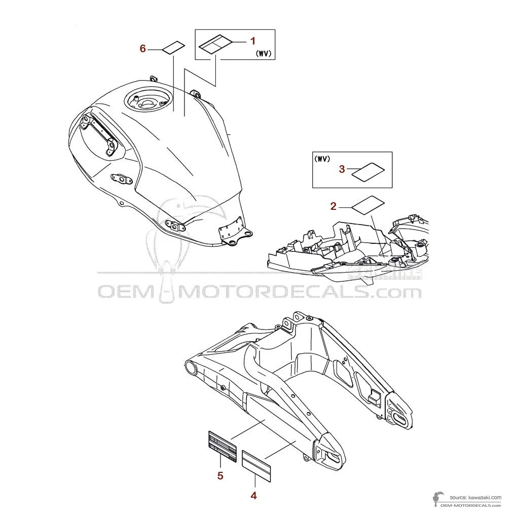 Decals for Kawasaki KLE650 VERSYS - Caution labels • Kawasaki OEM Decals