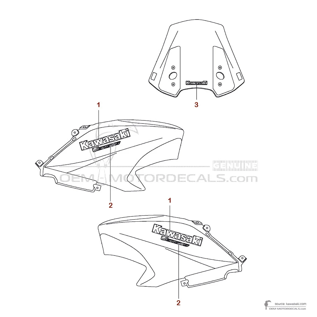 Stickers voor Kawasaki KLE650 VERSYS 2015 - Geel • Kawasaki OEM Stickers