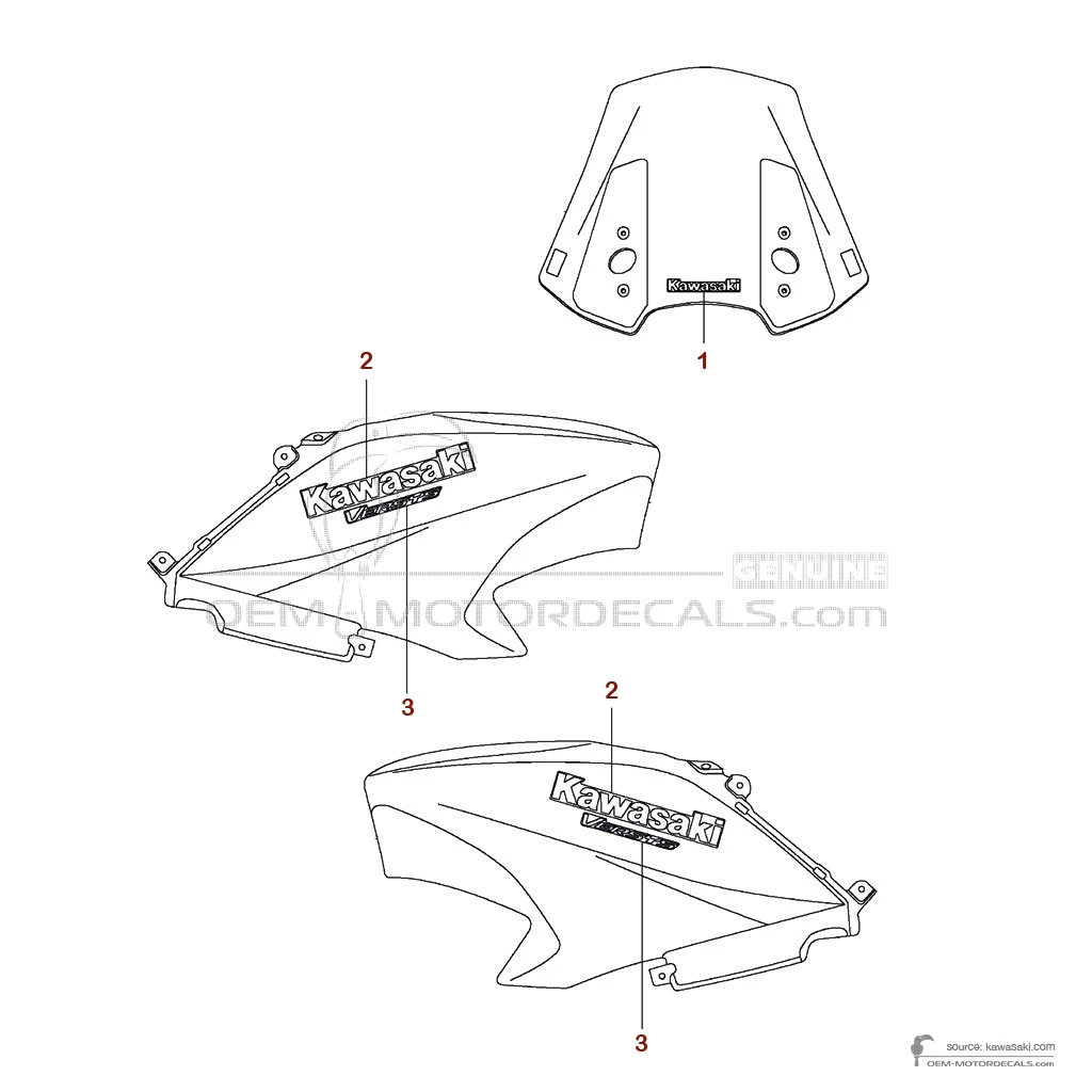 Decals for Kawasaki KLE650 VERSYS 2016 - Orange • Kawasaki OEM Decals