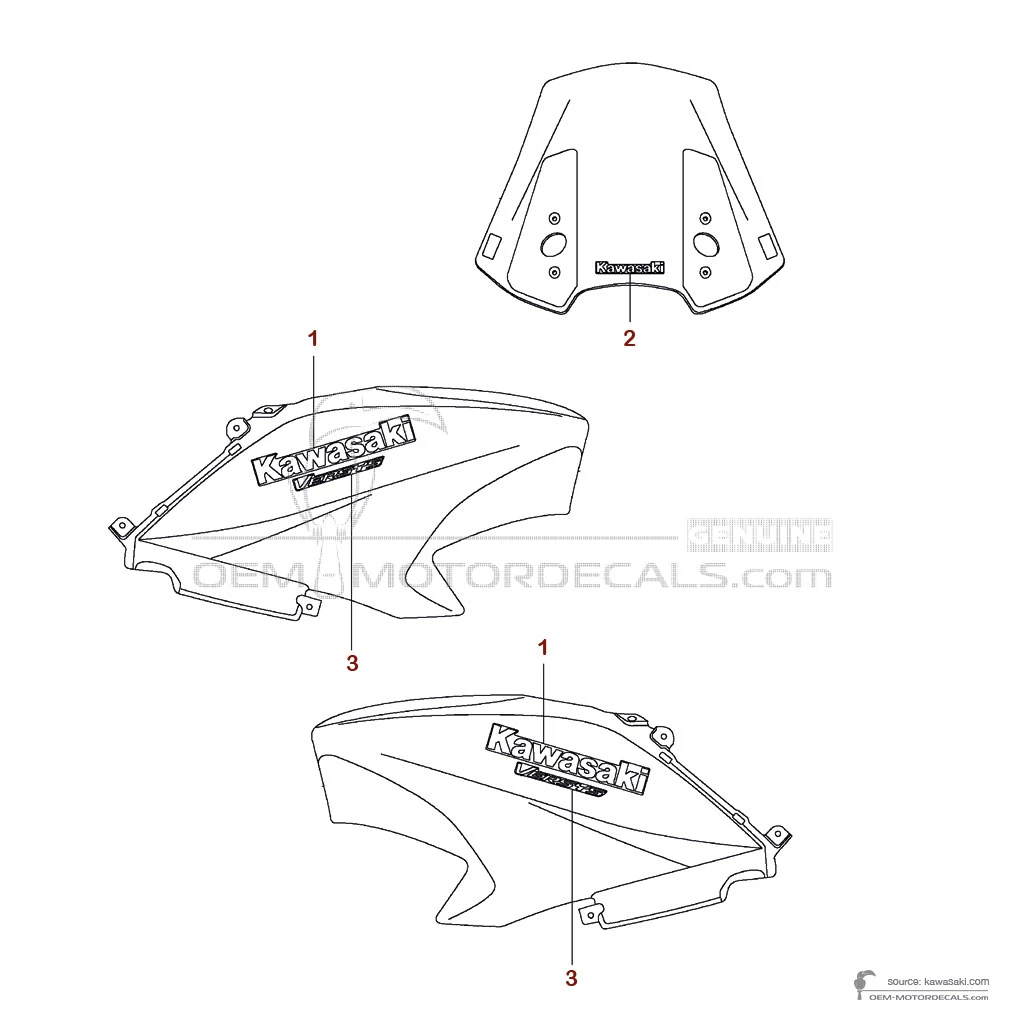 Decals for Kawasaki KLE650 VERSYS 2016 - White • Kawasaki OEM Decals