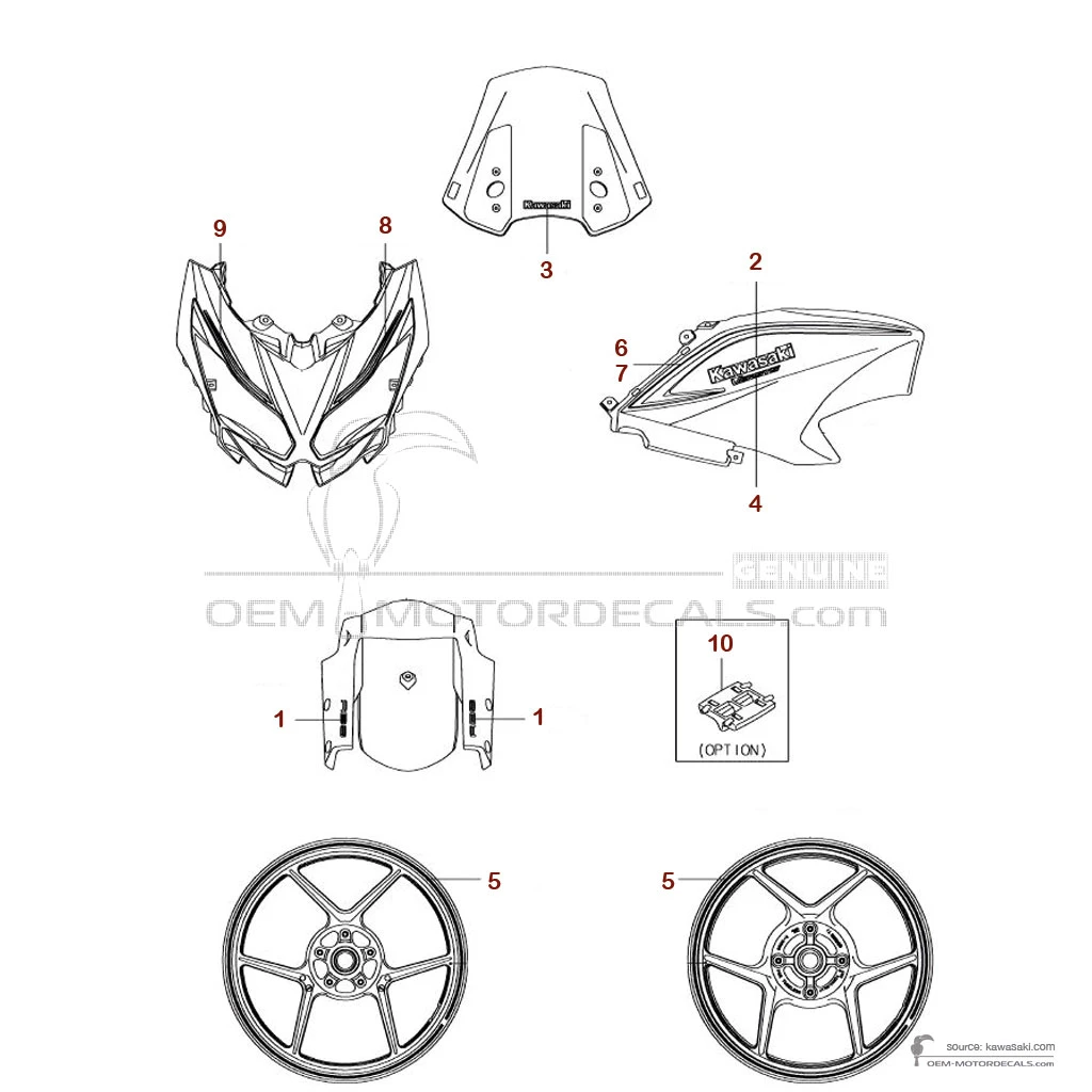 Stickers voor Kawasaki KLE650 VERSYS 2018 - Wit • Kawasaki OEM Stickers