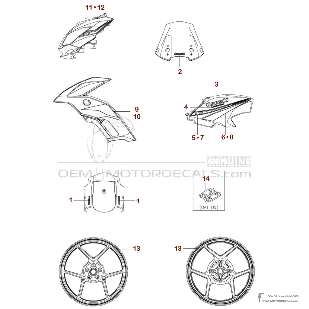 Decals for Kawasaki KLE650 VERSYS 2019 - Black • Kawasaki OEM Decals
