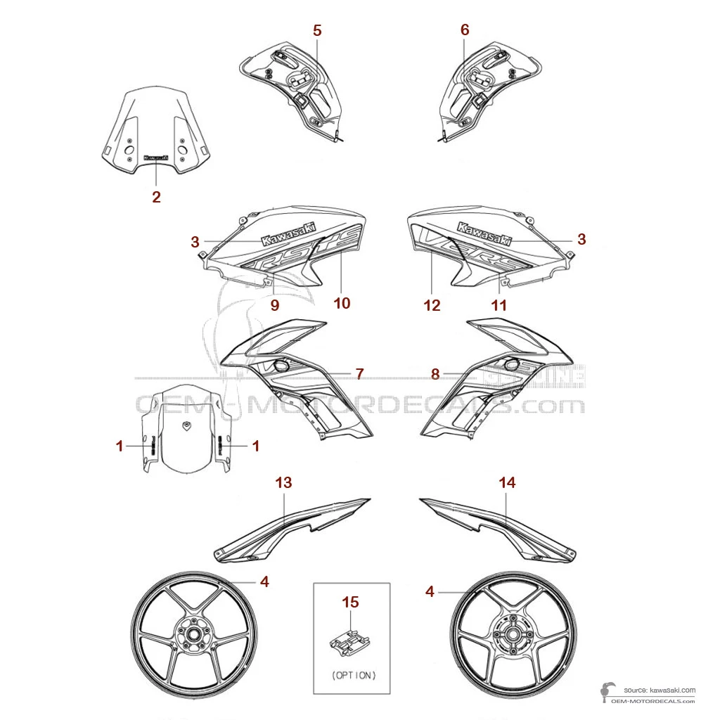 Stickers voor Kawasaki KLE650 VERSYS 2020 - Grijs • Kawasaki OEM Stickers