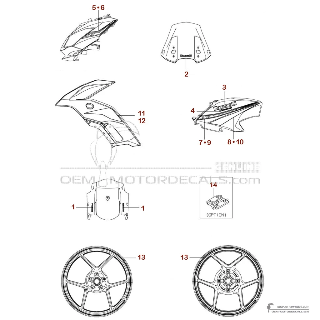 Stickers voor Kawasaki KLE650 VERSYS 2020 - Wit • Kawasaki OEM Stickers