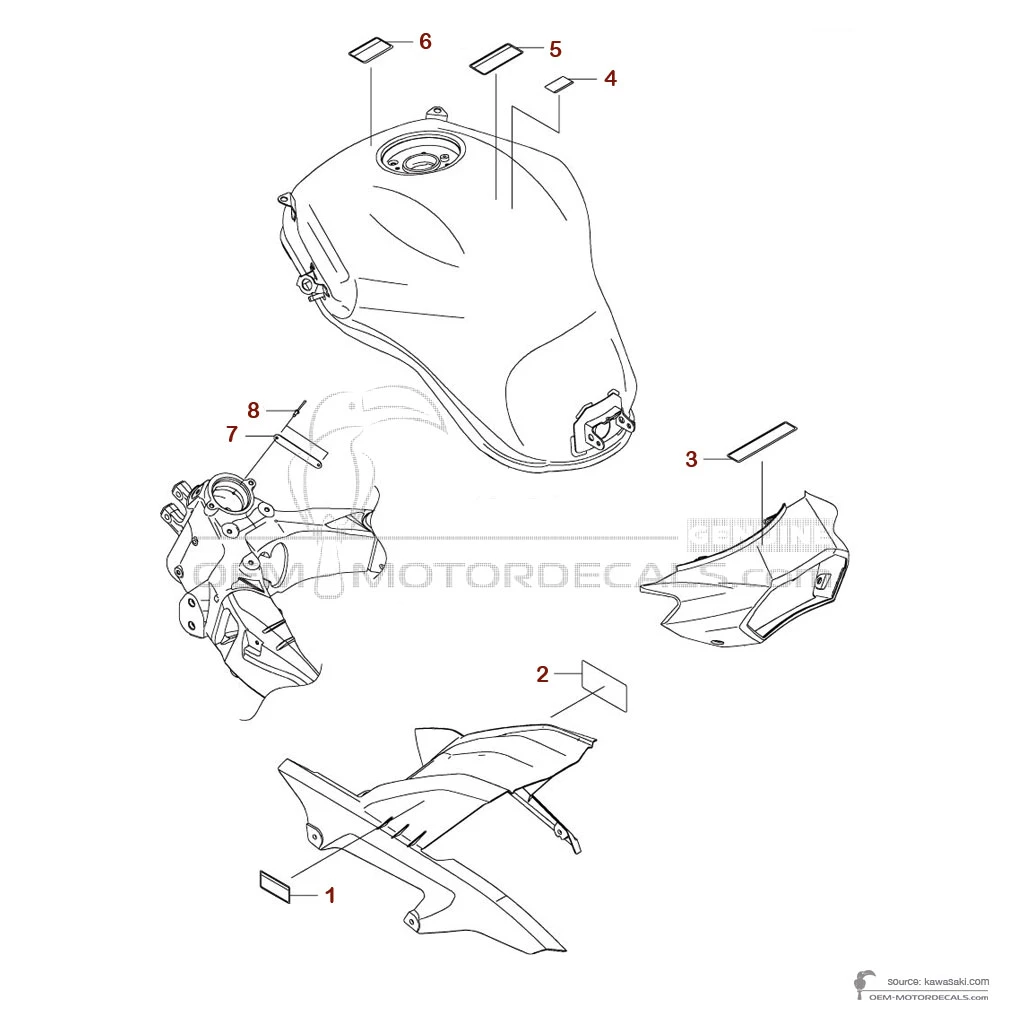 Decals for Kawasaki VERSYS 1100 2025 - Caution labels • Kawasaki OEM Decals
