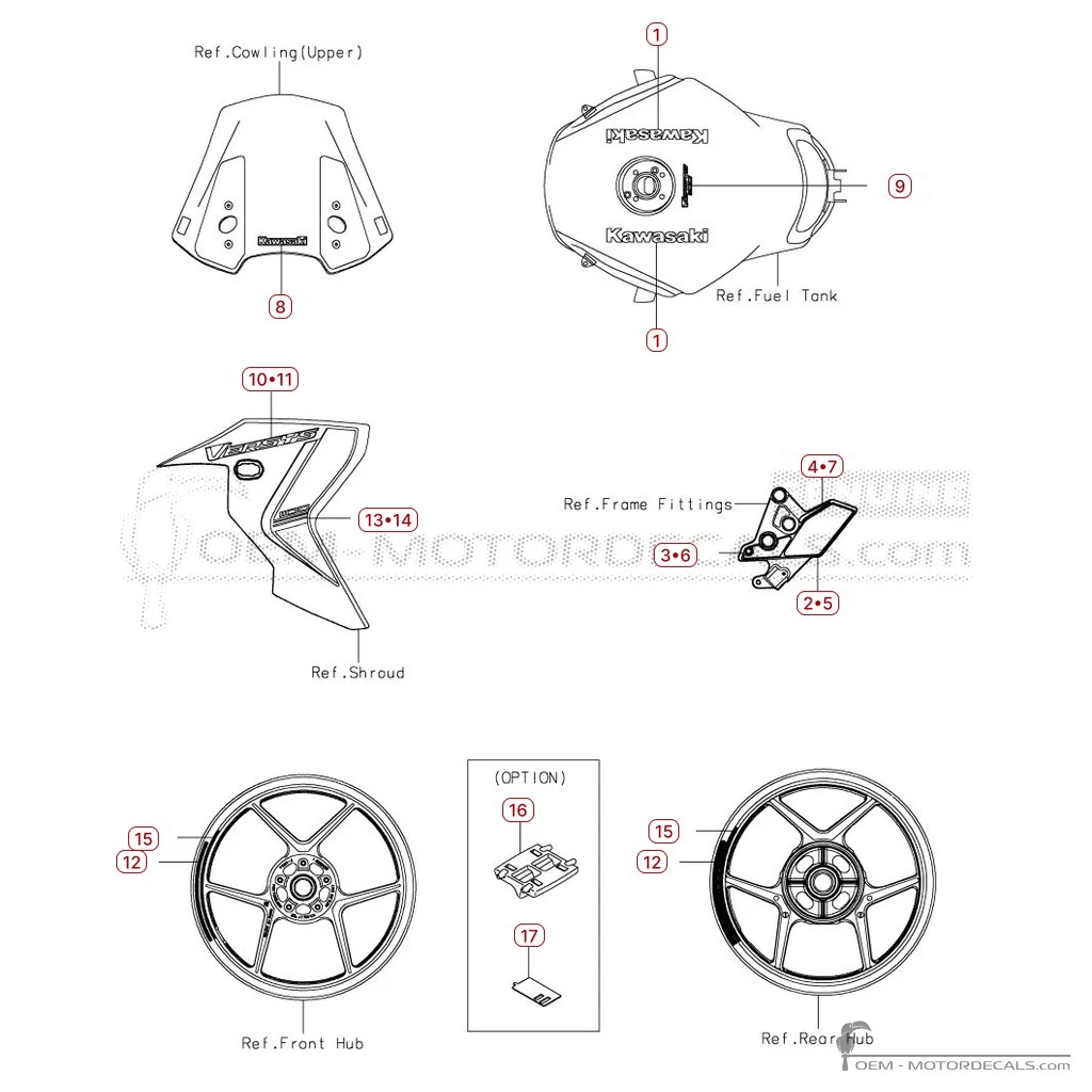 Adesivi per Kawasaki VERSYS 1100 2026 • Kawasaki Adesivi OEM