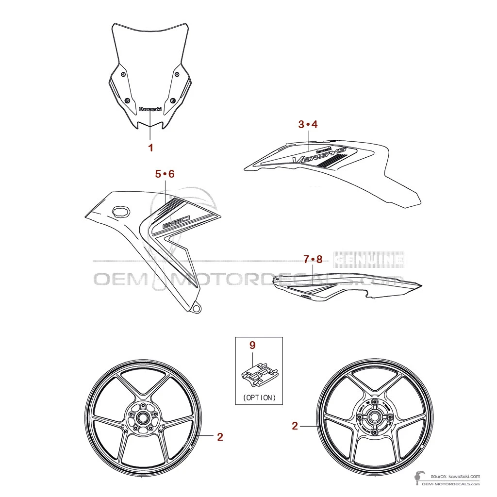 Decals for Kawasaki VERSYS | KLE650 2025 - Gray • Kawasaki OEM Decals