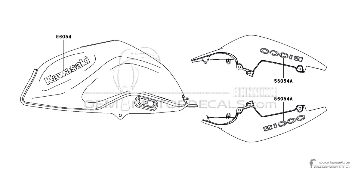 Adesivi per Kawasaki Z1000 2009 - Nero • Kawasaki Adesivi OEM