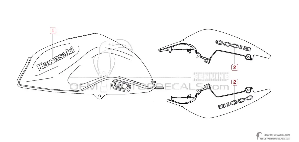 Decals for Kawasaki Z1000 2009 - Black • Kawasaki OEM Decals Decals for Kawasaki Z1000 2009 - Black • Kawasaki OEM Decals