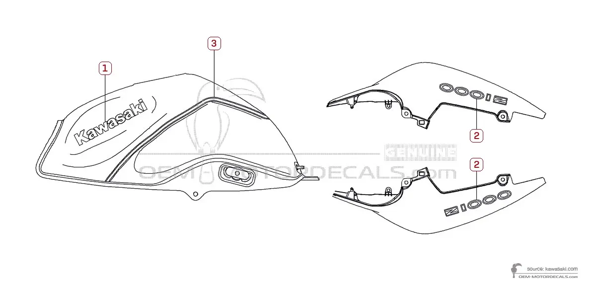 Decals for Kawasaki Z1000 2009 - Orange • Kawasaki OEM Decals Decals for Kawasaki Z1000 2009 - Orange • Kawasaki OEM Decals