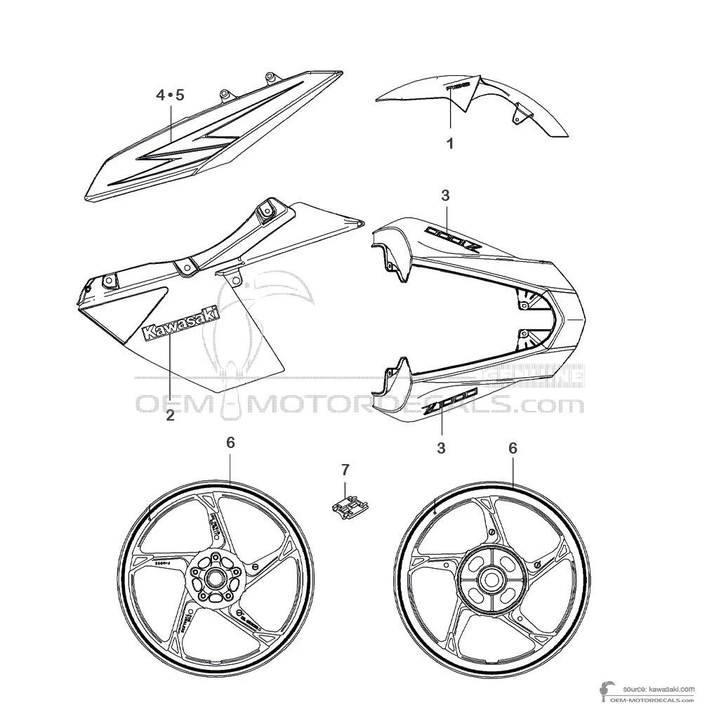 Stickers voor Kawasaki Z1000 2012 - Oranje • Kawasaki OEM Stickers