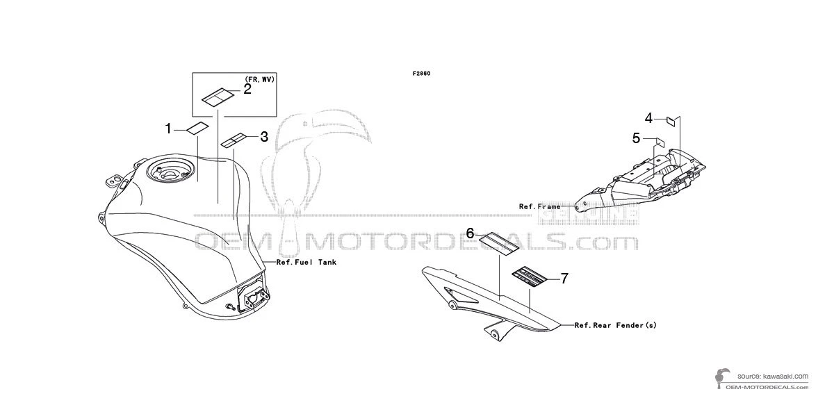Decals for Kawasaki Z1000 - Caution labels • Kawasaki OEM Decals