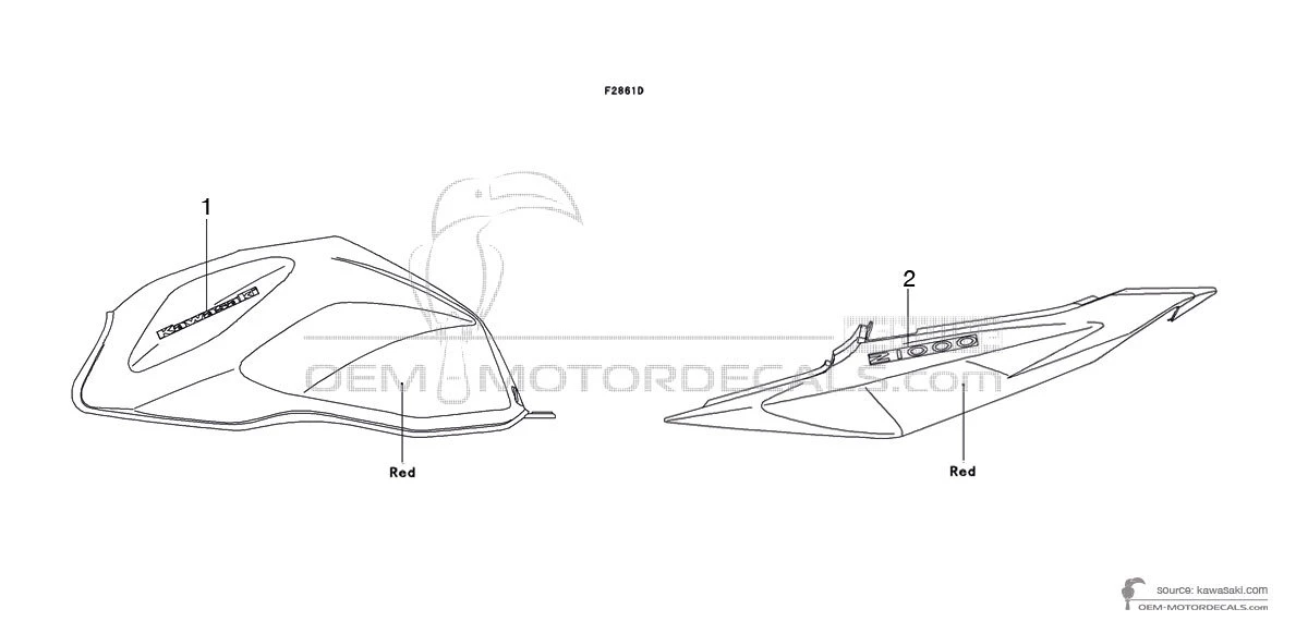 Decals for Kawasaki Z1000 2004 - Red • Kawasaki OEM Decals