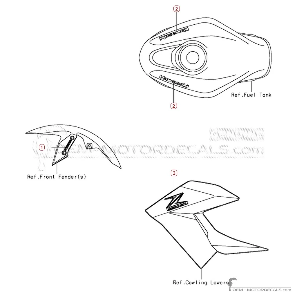 Adesivi per Kawasaki Z250SL | BR250 2015 • Kawasaki Adesivi OEM