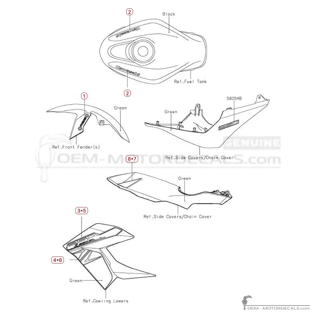 Pegatinas para Kawasaki Z250SL | BR250 2016 • Kawasaki Pegatinas OEM