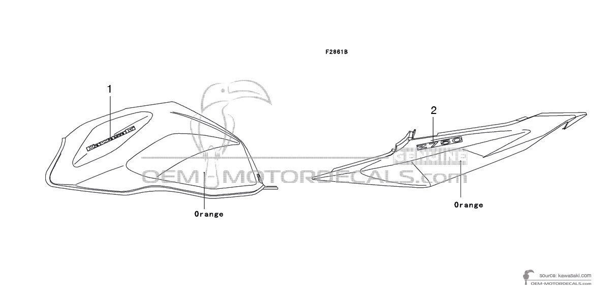 OEM Decals Kawasaki Z750 2006 - Orange • Original Stickers