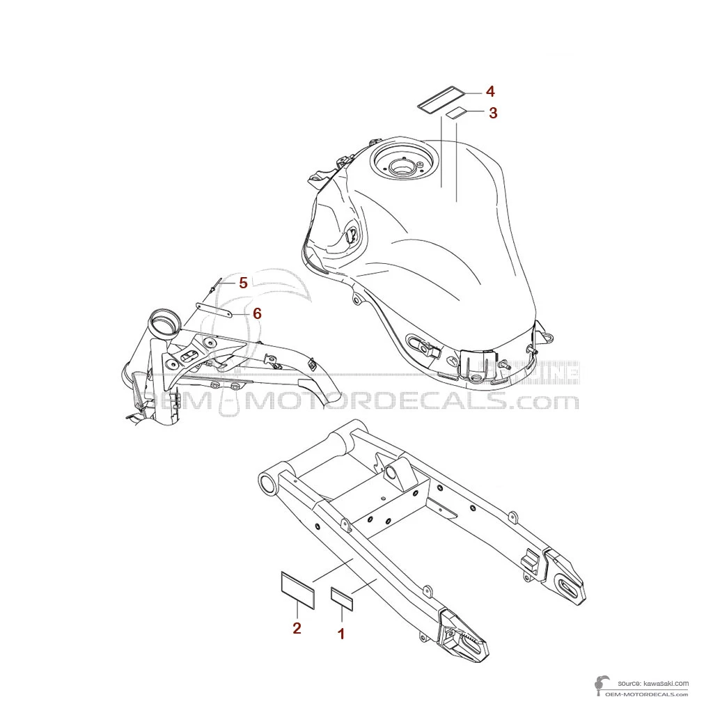 Pegatinas para Kawasaki Z900 | ZR900 2025 - Etiquetas de precaución • Kawasaki Pegatinas OEM