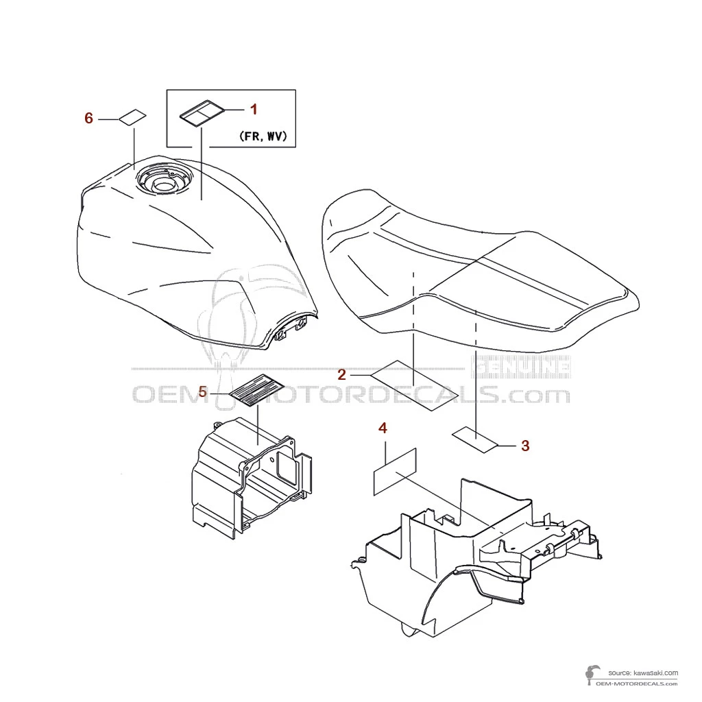 Aufkleber für Kawasaki ZRX1200S | ZR1200 2001 - Vorsichtsetiketten • Kawasaki OEM-Aufkleber
