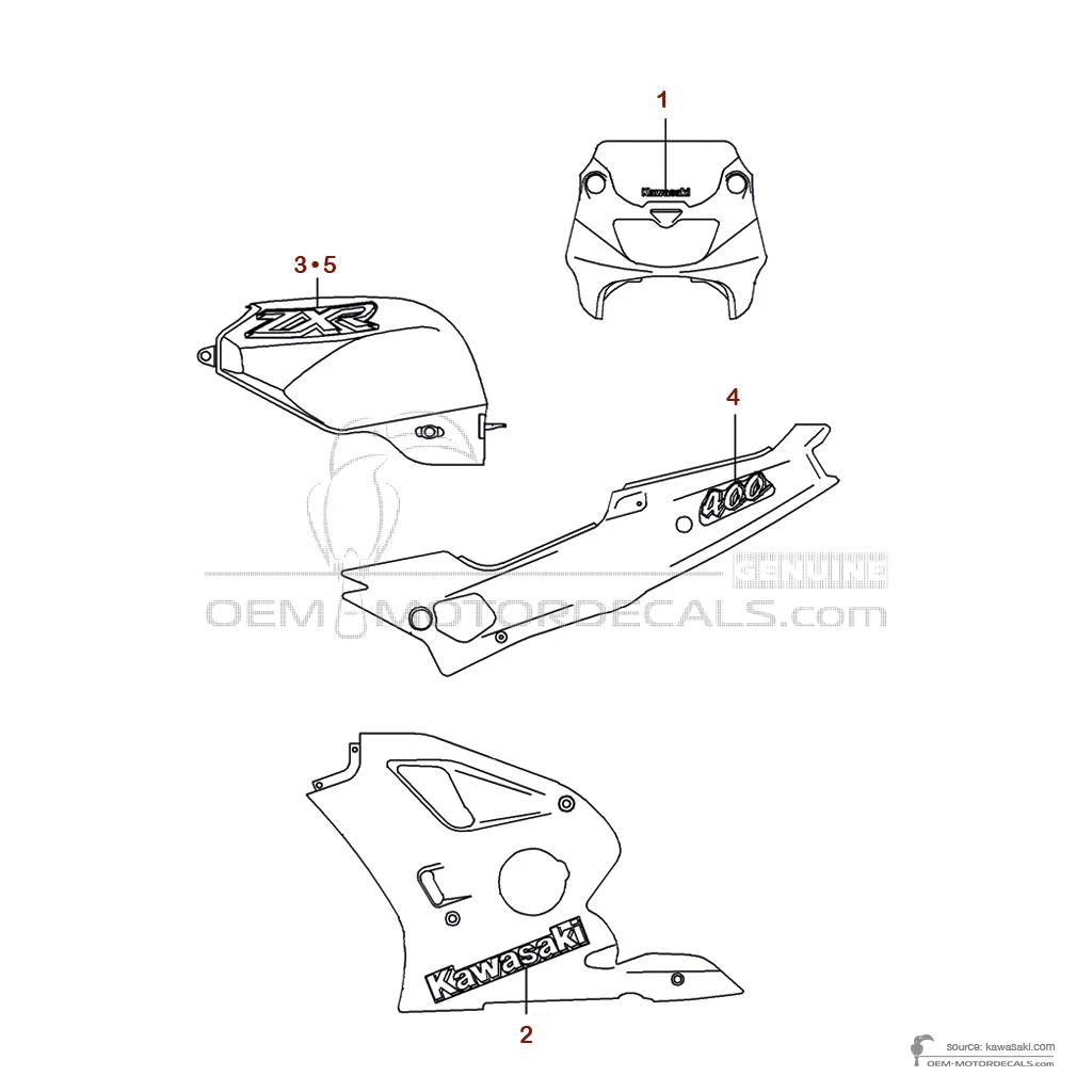OEM Decals Kawasaki ZXR400 1998 - Black • Original Stickers
