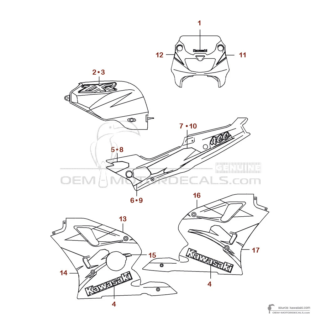 Naklejki do Kawasaki ZXR400 1997 - Zielony • Kawasaki Naklejki OEM