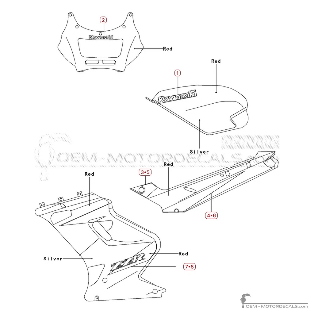 Naklejki do Kawasaki ZZ-R250 | EX250 2001 • Kawasaki Naklejki OEM Naklejki do Kawasaki ZZ-R250 | EX250 2001 • Kawasaki Naklejki OEM