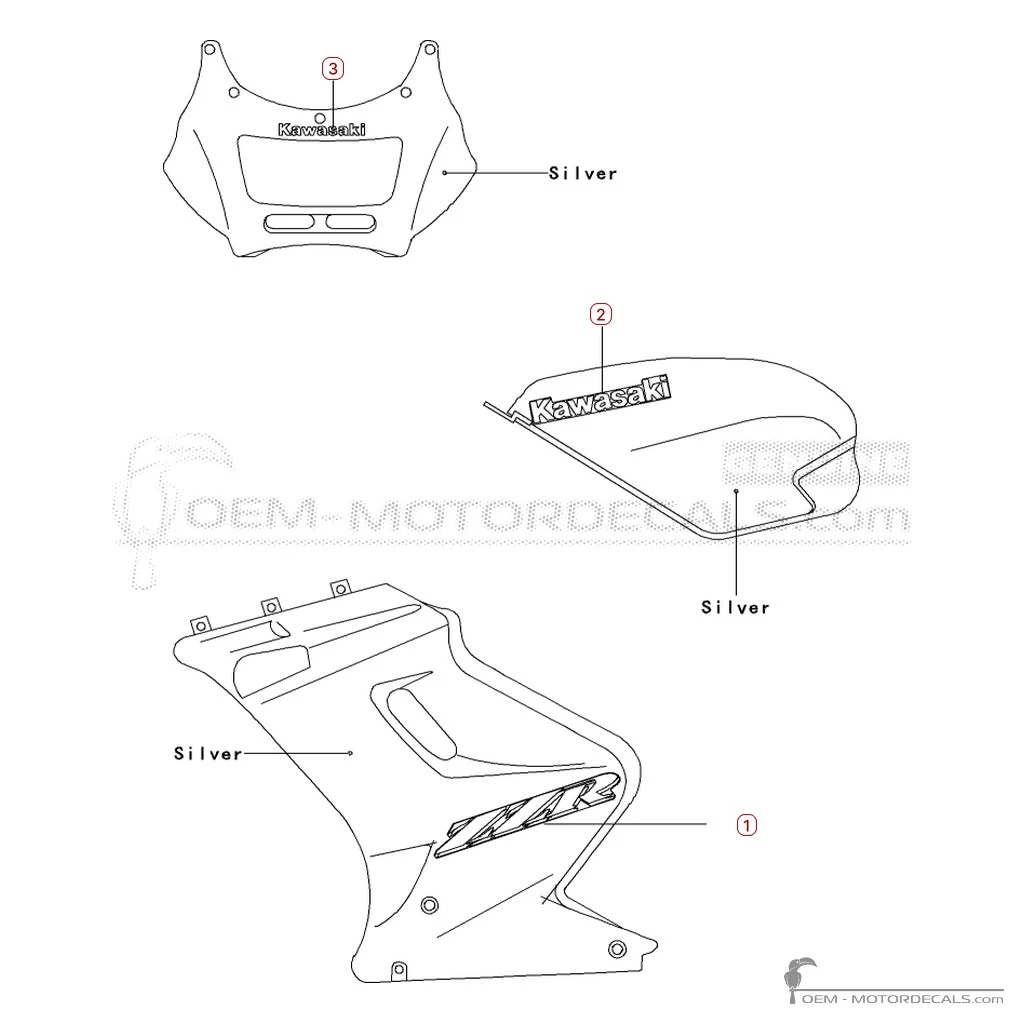 Aufkleber für Kawasaki ZZ-R250 | EX250 2002 • Kawasaki OEM-Aufkleber Aufkleber für Kawasaki ZZ-R250 | EX250 2002 • Kawasaki OEM-Aufkleber