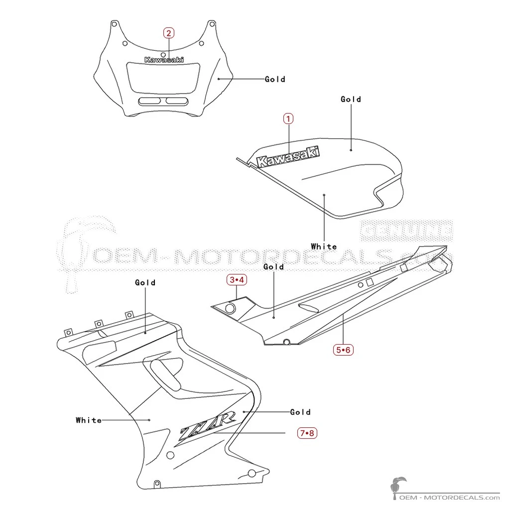 Naklejki do Kawasaki ZZ-R250 | EX250 2002 • Kawasaki Naklejki OEM Naklejki do Kawasaki ZZ-R250 | EX250 2002 • Kawasaki Naklejki OEM