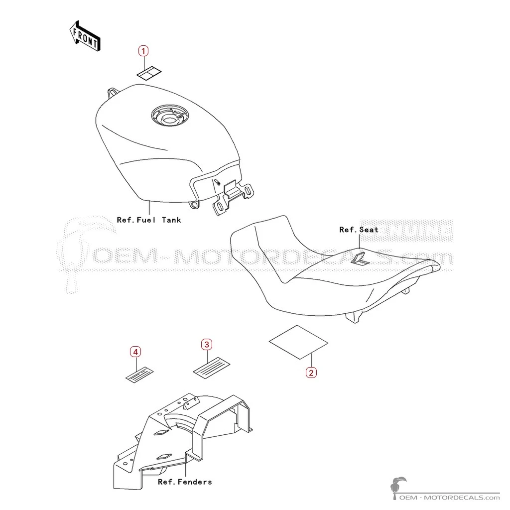 Warnhinweise für ZZ-R250 | EX250 2003 • Kawasaki OEM-Aufkleber Warnhinweise für ZZ-R250 | EX250 2003 • Kawasaki OEM-Aufkleber