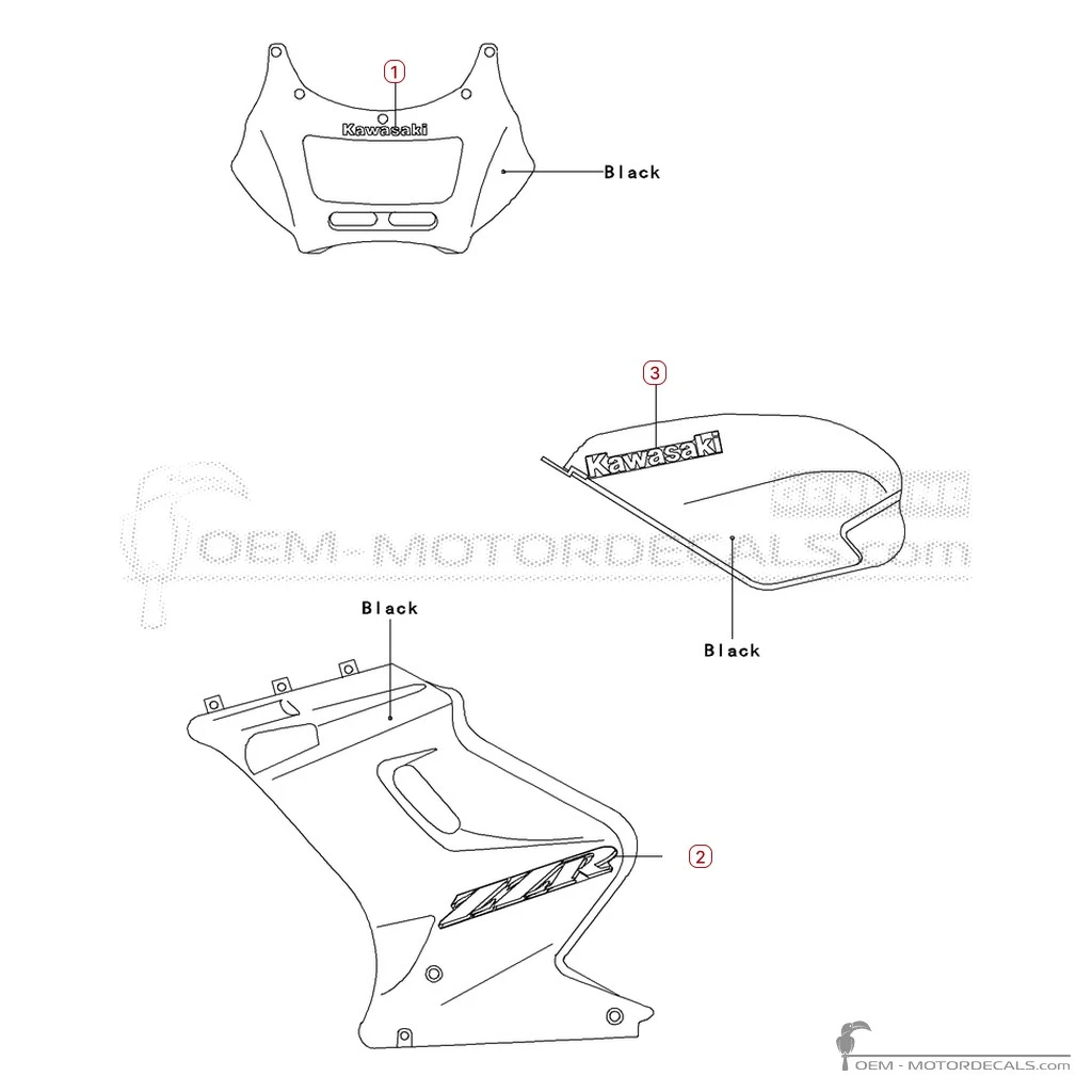 Aufkleber für Kawasaki ZZ-R250 | EX250 2003 • Kawasaki OEM-Aufkleber Aufkleber für Kawasaki ZZ-R250 | EX250 2003 • Kawasaki OEM-Aufkleber
