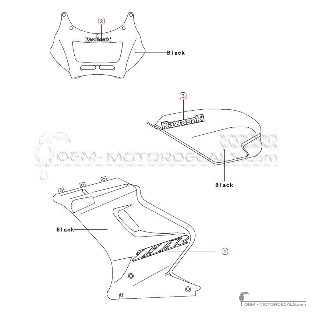 Aufkleber für Kawasaki ZZ-R250 | EX250 2006 • Kawasaki OEM-Aufkleber Aufkleber für Kawasaki ZZ-R250 | EX250 2006 • Kawasaki OEM-Aufkleber
