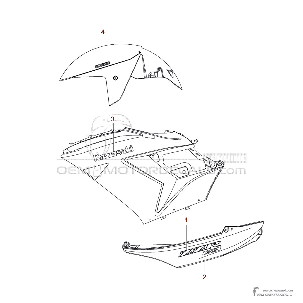Naklejki do Kawasaki ZZR1400 2006 - Niebieski • Kawasaki Naklejki OEM