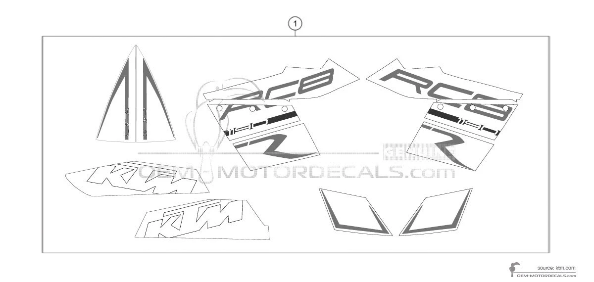 Stickers voor KTM 1190 RC8 R 2011 - Wit • KTM OEM Stickers