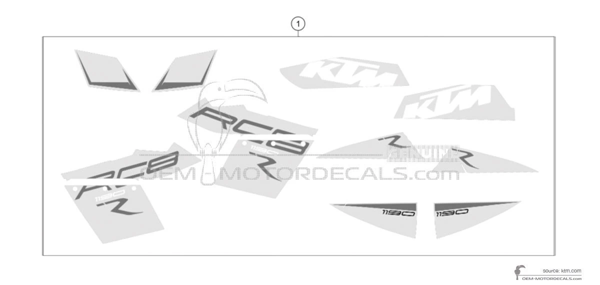 Stickers voor KTM 1190 RC8 R 2013 - Wit • KTM OEM Stickers