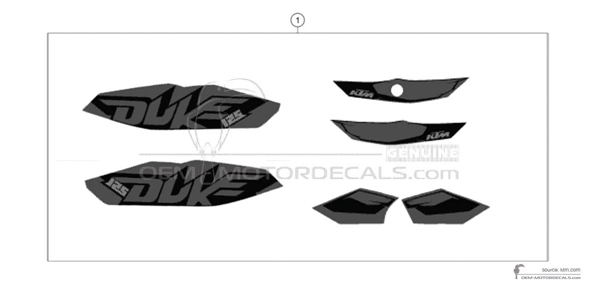 Aufkleber für KTM 125 DUKE 2012 - Grau • KTM OEM-Aufkleber