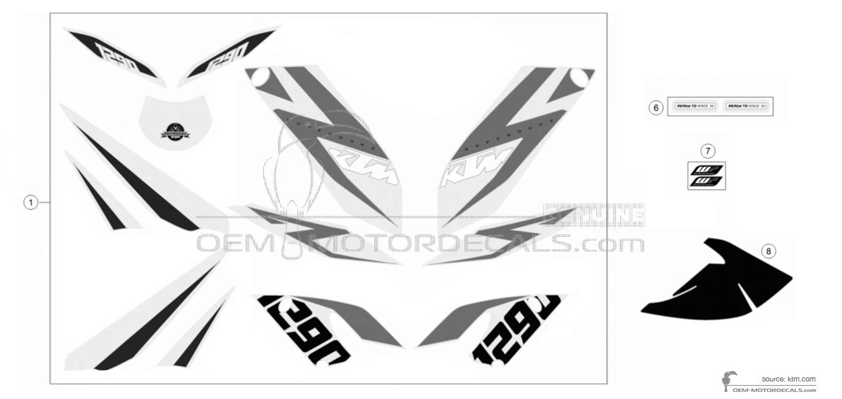 Stickers voor KTM 1290 SUPER DUKE R 2016 - Zwart • KTM OEM Stickers