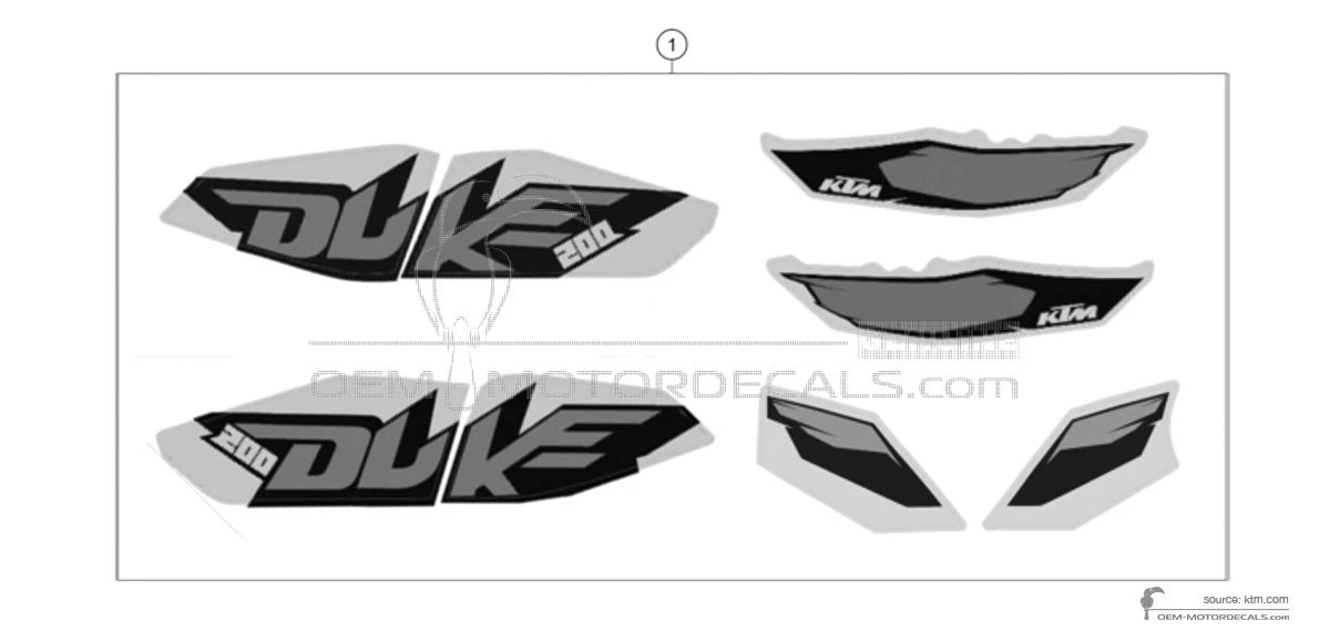 Stickers voor KTM 200 DUKE 2015 - Wit • KTM OEM Stickers