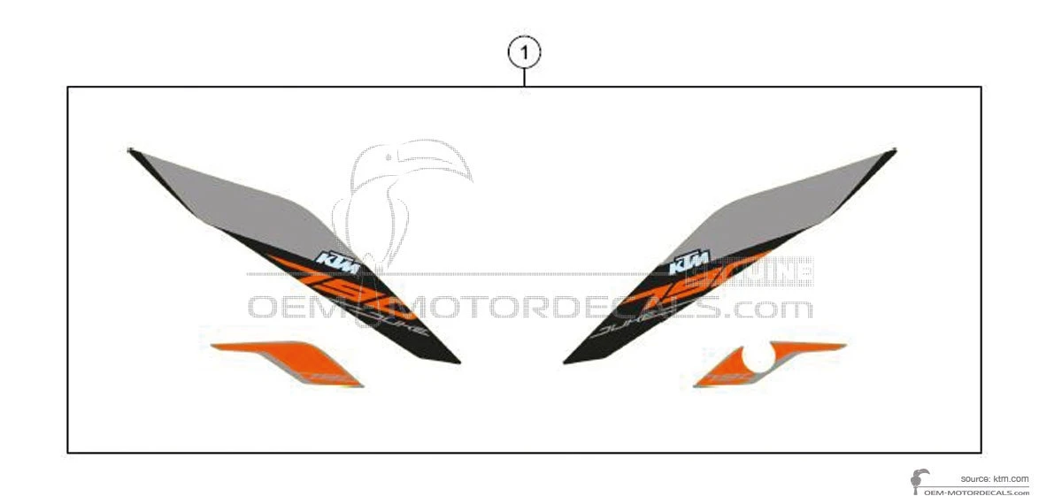 Adesivi per KTM 790 DUKE 2019 - Nero • KTM Adesivi OEM