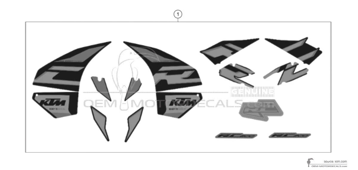 Adesivi per KTM RC200 2020 - Nero • KTM Adesivi OEM