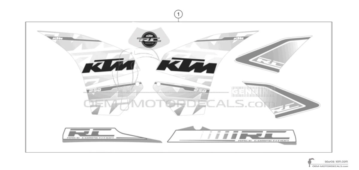 Naklejki do KTM RC250 2015 - Biały • KTM Naklejki OEM