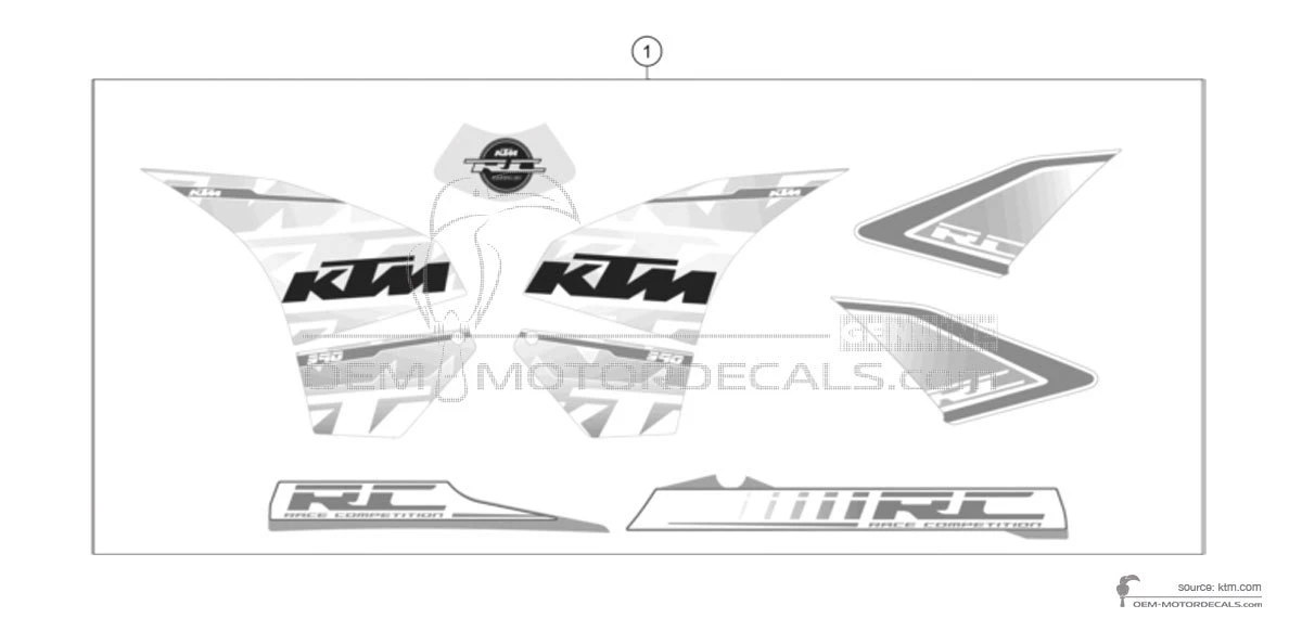 Decals for KTM RC390 2015 - White • KTM OEM Decals